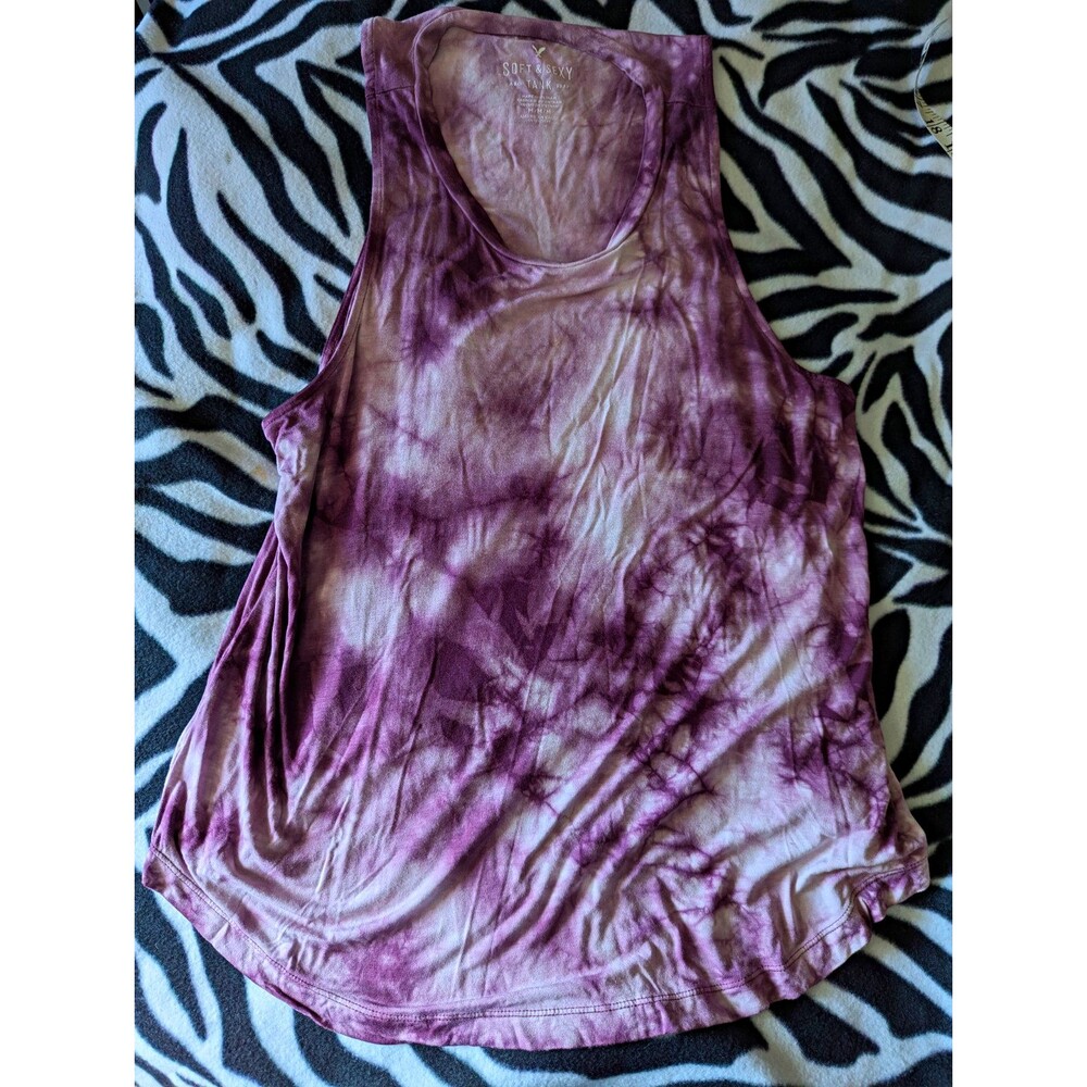 American Eagle Outfitters Soft & Sexy Purple Tie-Dye Scoop Neck Tank M